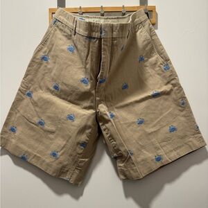 J. McLaughlin Beige Shorts with Blue Crab Embroidery